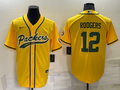 Men's Green Bay Packers Aaron Rodgers #12 Gold Inverted Team Game Jerseys Joint Edition