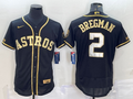 Men's Houston Astros Alex Bregman #2 Black Replica Team Jerseys