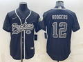 Men's Green Bay Packers Aaron Rodgers #12 Black Retired Player RFLCTV Limited Jerseys Joint Edition