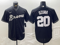 Men's Atlanta Braves Marcell Ozuna #20 Black Limited Player Jerseys