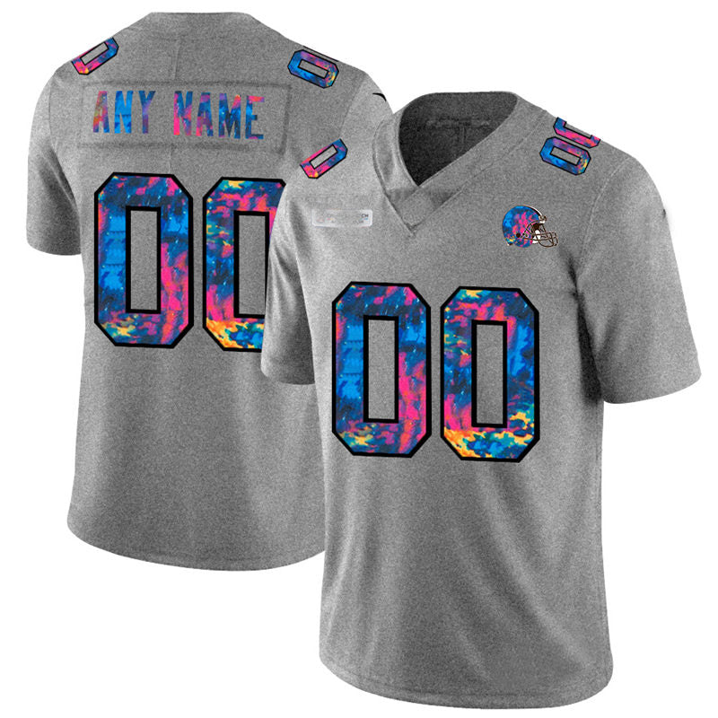 Custom1 Cleveland Browns Multi-Color 2020 Crucial Catch Vapor Untouchable Limited Jerseys Greyheather Stitched American Football Jerseys