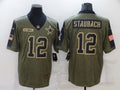 Men's Dallas Cowboys Roger Staubach #12 Brown Game Jerseys