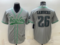 Men's Philadelphia Eagles Miles Sanders #26 Gray Game Jerseys Joint Edition