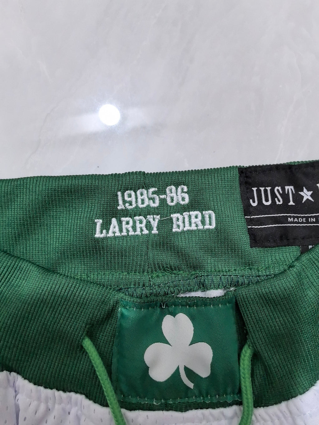 JUST DON Boston Celtics White Pocket Shorts