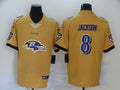 Men's Baltimore Ravens Lamar Jackson #8 Yellow Game Jerseys