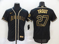 Men's Los Angeles Angels Mike Trout #27 Black Sewn Player Jerseys