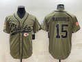 Men's Kansas City Chiefs Patrick Mahomes #15 Olive 2022 Salute To Service Limited Jerseys Joint Edition